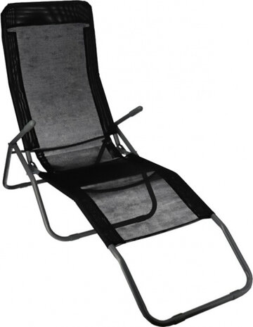 ligstoel 140 x 97 x 58 cm staal zwart