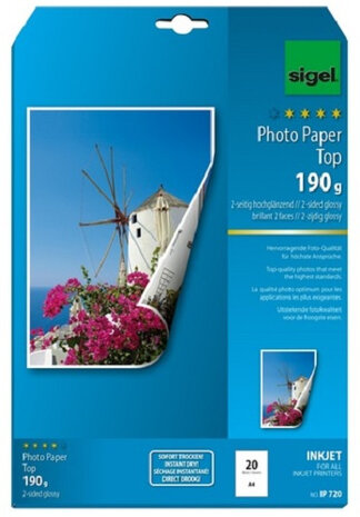 fotopapier A4 hoogglans 190 gram wit 20 vellen