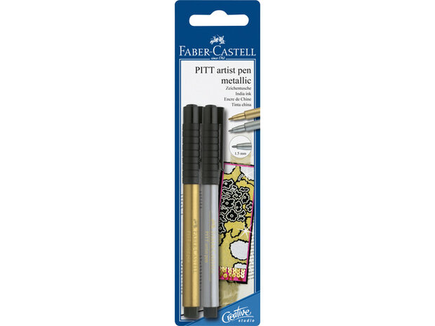 tekenstiften Pitt Artist 1,5 mm goud/zilver 2 stks