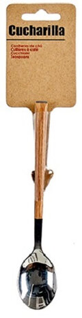 theelepel 16 cm RVS/hout bruin/zilver