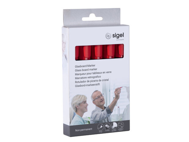 glasbordmarkerset rond 2-3 mm rood 5 stuks
