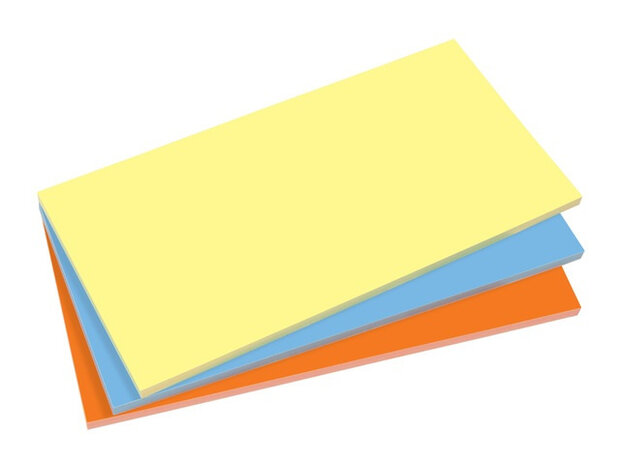 memoblok 10 x 20 cm papier geel/blauw/oranje 100-delig