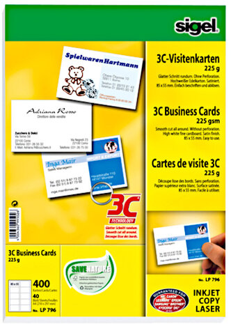 visitekaartjes 3C 85 x 55 mm papier wit 400 stuks