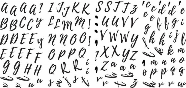 muursticker Brush Alphabet vinyl zwart 131-delig