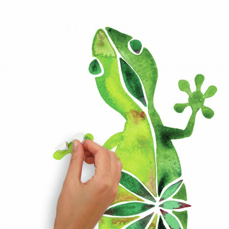 muursticker Watercolour Geckos vinyl groen 20-delig