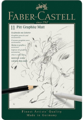 grafietpotloden Pitt Mat 18 cm zwart 11-delig