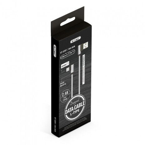 oplaadkabel VT-5361 USB-A/Micro-USB 1 meter grijs