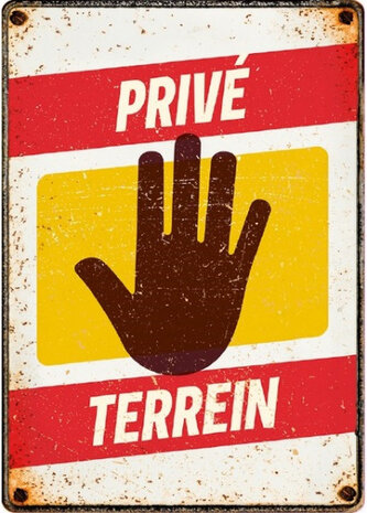 waakbord Priv&eacute; Terrein 21 x 14,8 x 2 cm staal