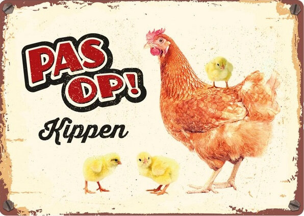 waakbord Kippen 14,8 x 21 x 2 cm staal
