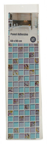 muursticker tegelpatroon 60 x 90 cm PVC paars/blauw