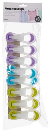 wasknijpers 7 cm siliconen lime/lila/blauw 8-delig