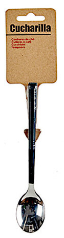 theelepel 16 x 3 cm RVS zwart/zilver