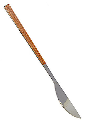 dinermes 22,5 x 2 cm RVS/hout naturel/zilver