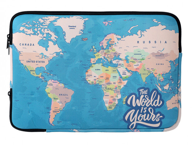 laptophoes Blue Maps 13 inch neopreen blauw
