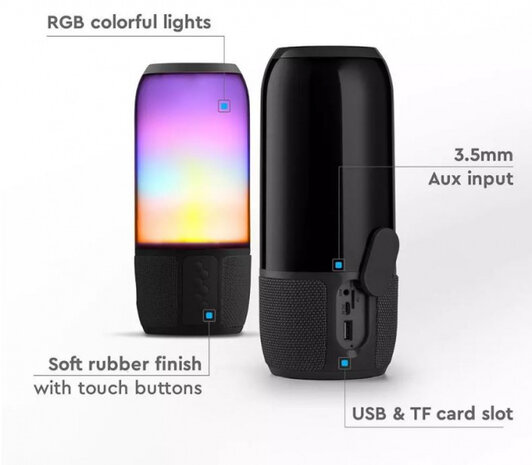 stereo-speaker VT-6211 led bluetooth 3W 1800mAh zwart