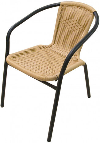 tuinstoel Rattan 53 x 74 cm stapelbaar bruin/zwart