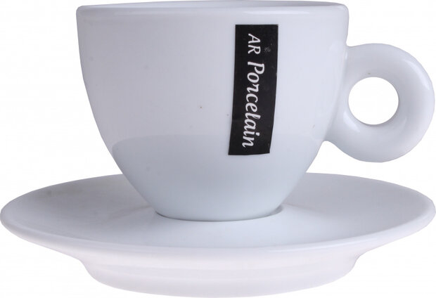 kop en schotel 220 ml porselein wit 2-delig