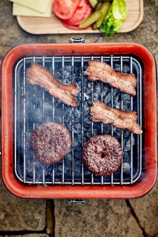 houtskoolbarbecue Cube 38 x 31,5 x 22 cm kaki