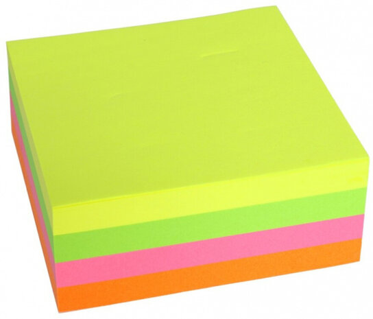 memoblok 7,5 cm geel/groen/roze/oranje 320 vellen