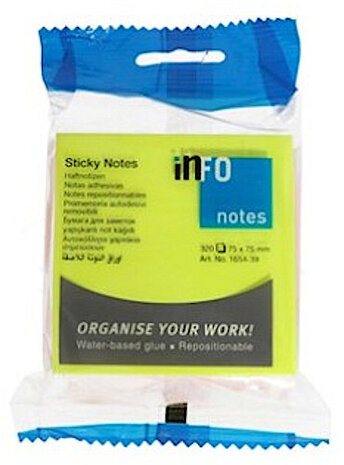 memoblok 7,5 cm geel/groen/roze/oranje 320 vellen