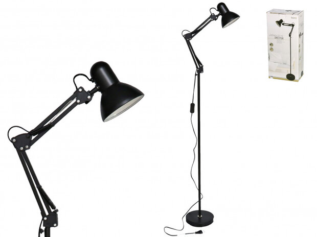 vloerlamp Director 136 cm staal zwart