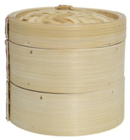 stoommandje 2-laags 13,5 x 15 cm bamboe beige