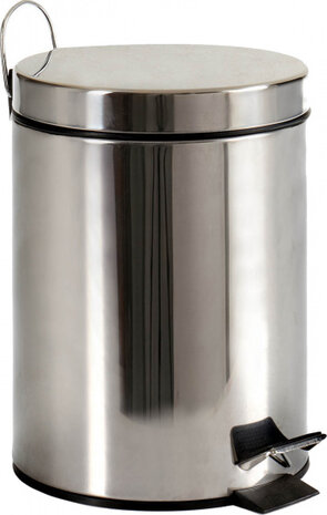 pedaalemmer 5 liter 25 x 20,5 x 27,5 cm RVS zilver