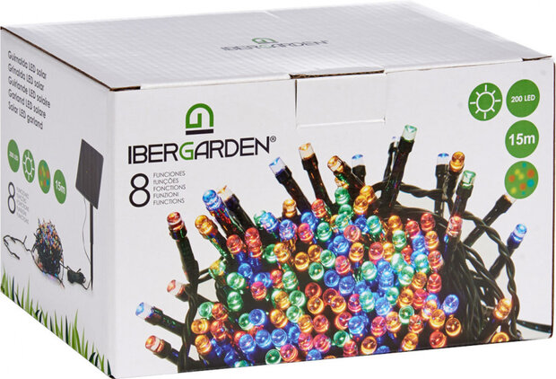 lichtsnoer gekleurd solar led 1500 cm 200 lampjes