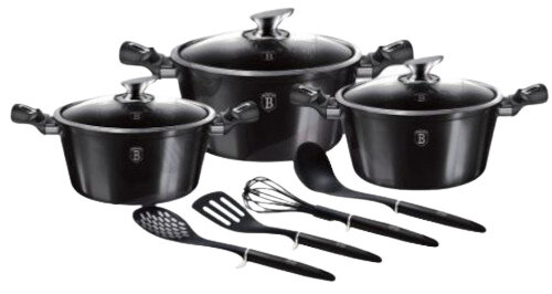 pannenset Carbon Pro aluminium zwart 10-delig