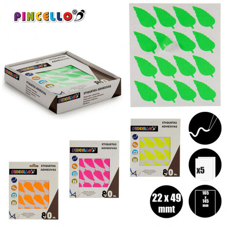 etiketten blaadje 22 x 49 mm papier roze 80 stuks