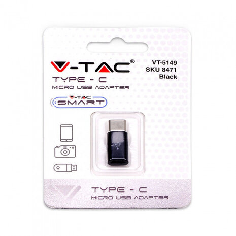 USB-adapter VT-5149 Micro Type-C 10 x 5,8 x 23,5 mm zwart