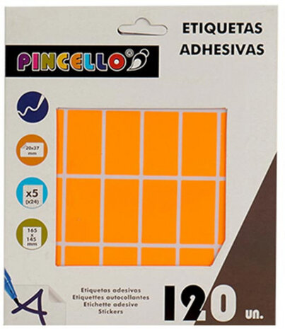 zelfklevende etiketten 20 x 37 mm papier oranje