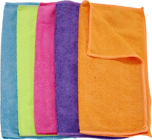 microvezeldoekjes 30 x 30 cm oranje/paars 5 stuks