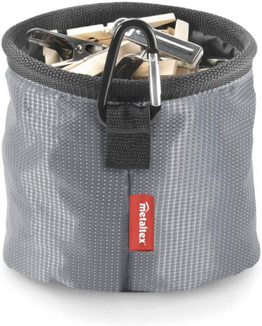 wasknijperzak met haak 17 x 15 cm polyester grijs