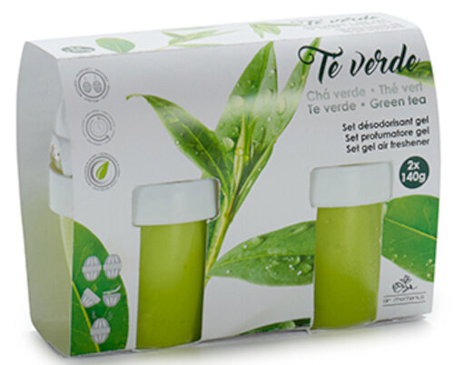 luchtverfrisser groene thee 14 x 7 cm groen/wit 2-delig