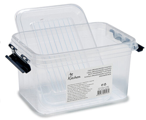 opbergbox 17,5 x 12 x 9,5 cm transparant/donkergrijs