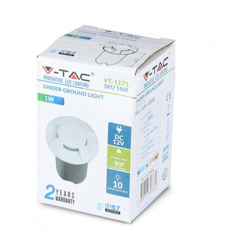 grondspot VT-1171 led 1W 9,3 cm 3000K 10lm IP67 wit