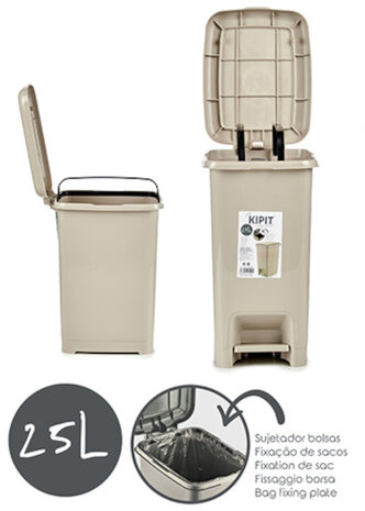 pedaalemmer 25 liter 36 x 26,5 x 47 cm beige