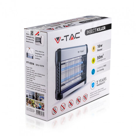 insectenlamp VT-3216 16W 220-240V aluminium zwart