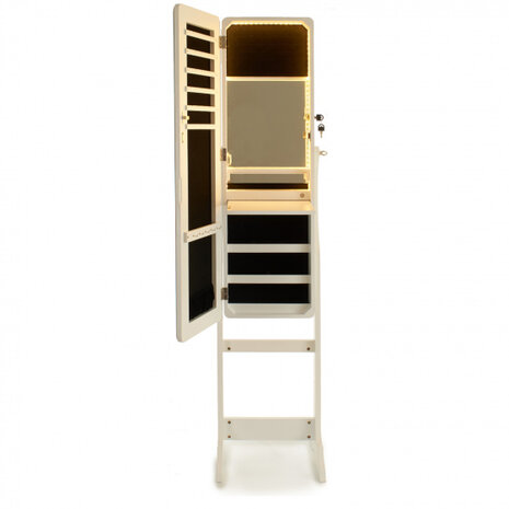 spiegelkast led 152 x 36 x 30 cm wit hout/glas
