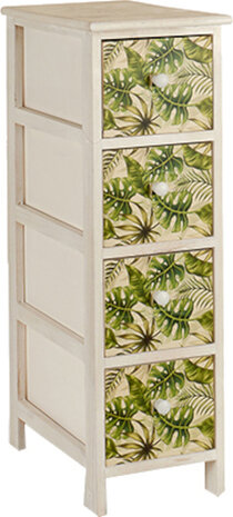 ladekast 32 x 26 x 81 cm hout lichtnaturel/groen