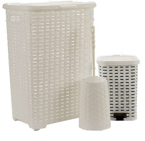badkameraccessoiresset 40 liter ivoorwit 4-delig