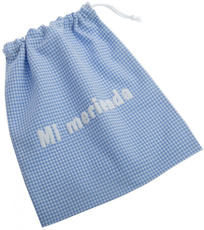 lunchzakje 25 x 30 cm katoen blauw/wit