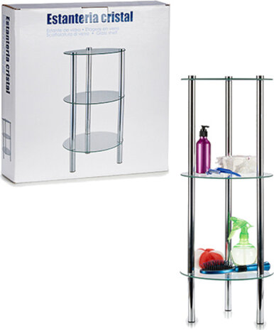 plateaukast 30 x 76,4 cm glas/staal transparant/zilver