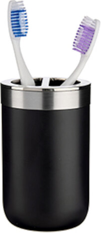 tandenborstelhouder 7,7 x 11,2 cm RVS zwart/zilver
