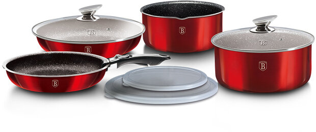 pannenset Burgundy aluminium rood 9-delig