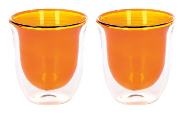 koffieglas Core 220ml dubbelwandig oranje 2 stuks