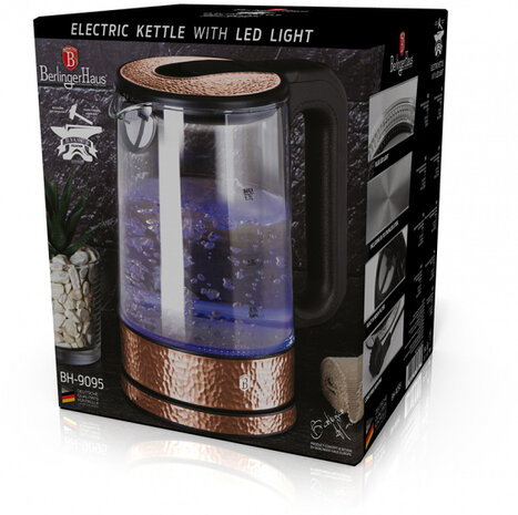 waterkoker 1,7 liter 2200W glas RVS ros&eacute;goud