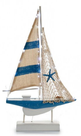 zeilboot 29 led 35,5 x 6 x 56,5 cm cm hout donkerblauw