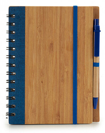notitieboek 18 x 14 cm gelinieerd blauw/naturel 2-delig